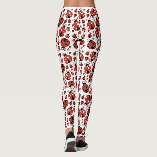 Pattern of Ladybugs, Cute Ladybugs, Red Ladybugs Leggings (Rückseite)