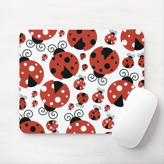 Pattern of Ladybugs, Cute Ladybugs, Red Ladybugs Mousepad (Mit Mouse)