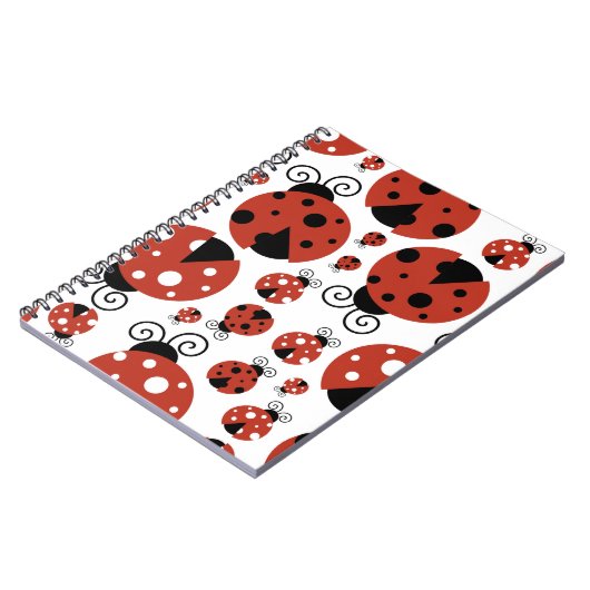 Pattern of Ladybugs, Cute Ladybugs, Red Ladybugs Notizblock (Linke Seite)