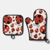 Pattern of Ladybugs, Cute Ladybugs, Red Ladybugs Ofenhandschuh & Topflappen-Set (Vorderseite)