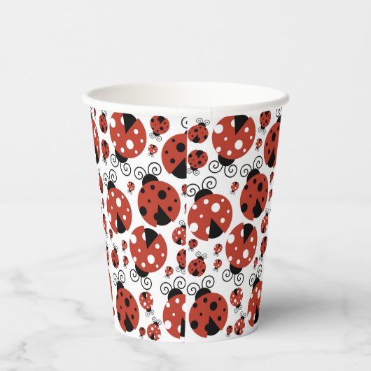 Pattern of Ladybugs, Cute Ladybugs, Red Ladybugs Pappbecher (Rechts)