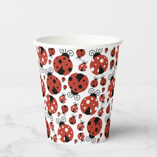 Pattern of Ladybugs, Cute Ladybugs, Red Ladybugs Pappbecher (Vorderseite)