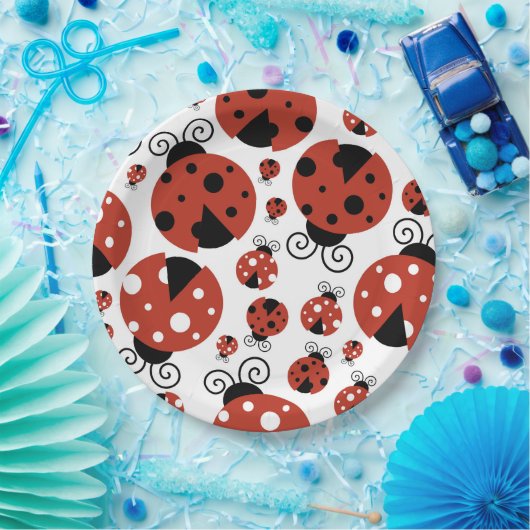 Pattern of Ladybugs, Cute Ladybugs, Red Ladybugs Pappteller (Party)