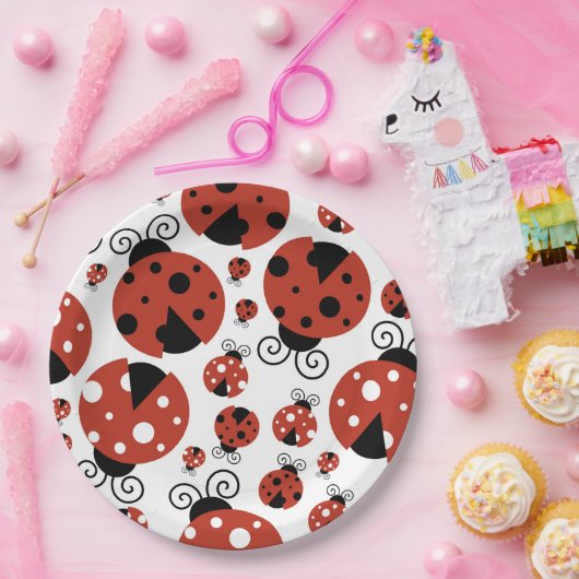 Pattern of Ladybugs, Cute Ladybugs, Red Ladybugs Pappteller (Party)