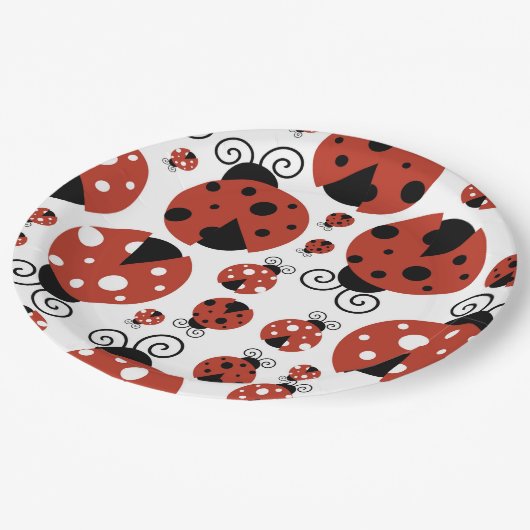 Pattern of Ladybugs, Cute Ladybugs, Red Ladybugs Pappteller (Schrägansicht)