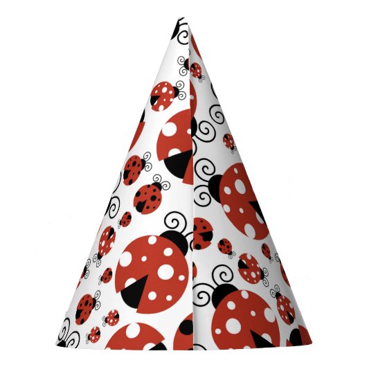Pattern of Ladybugs, Cute Ladybugs, Red Ladybugs Partyhütchen (Rückseite)