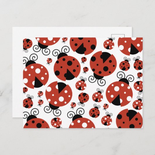 Pattern of Ladybugs, Cute Ladybugs, Red Ladybugs Postkarte (Vorne/Hinten)