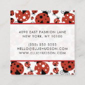 Pattern of Ladybugs, Cute Ladybugs, Red Ladybugs Quadratische Visitenkarte (Rückseite)