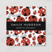 Pattern of Ladybugs, Cute Ladybugs, Red Ladybugs Quadratische Visitenkarte (Vorderseite)
