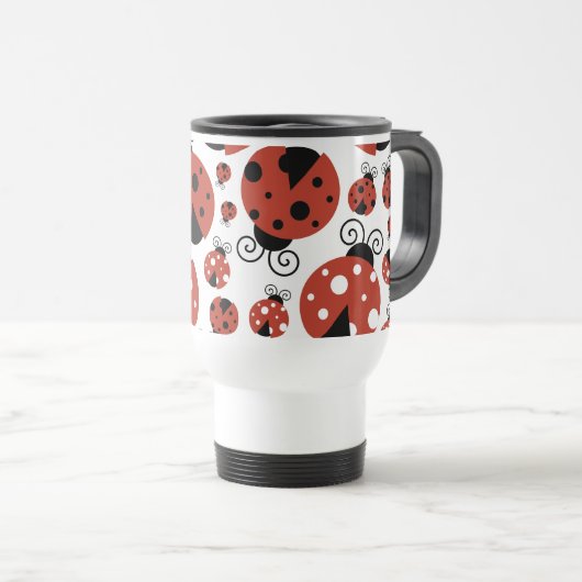 Pattern of Ladybugs, Cute Ladybugs, Red Ladybugs Reisebecher (VorderseiteRechts)
