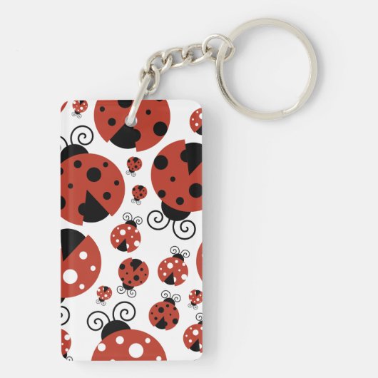 Pattern of Ladybugs, Cute Ladybugs, Red Ladybugs Schlüsselanhänger (Rückseite)