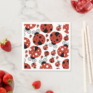 Pattern of Ladybugs, Cute Ladybugs, Red Ladybugs Serviette