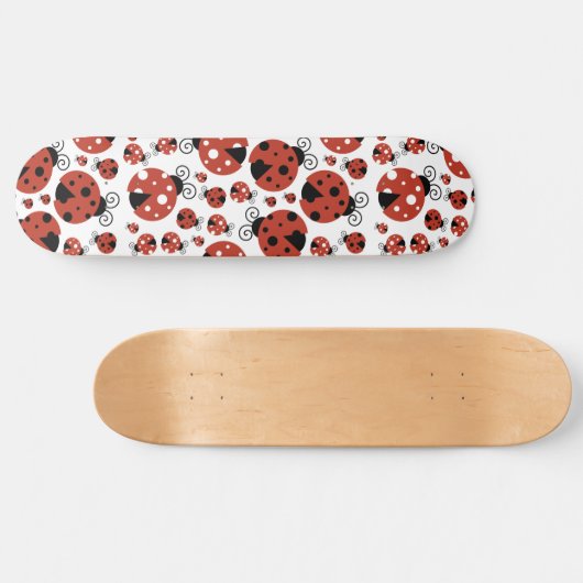 Pattern of Ladybugs, Cute Ladybugs, Red Ladybugs Skateboard (Horizontal)