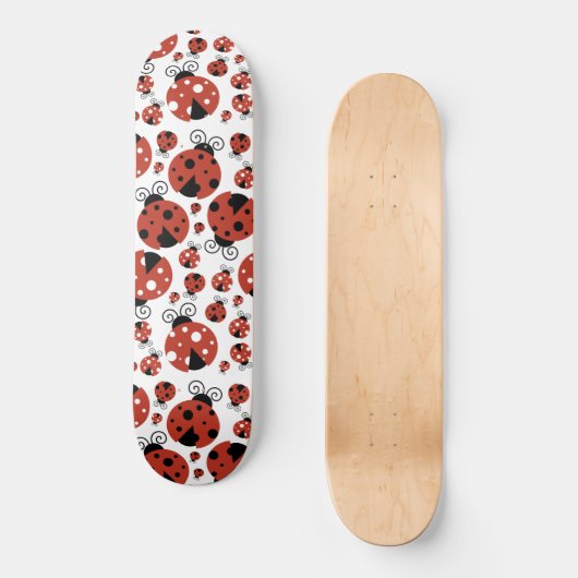 Pattern of Ladybugs, Cute Ladybugs, Red Ladybugs Skateboard (Vorderseite)