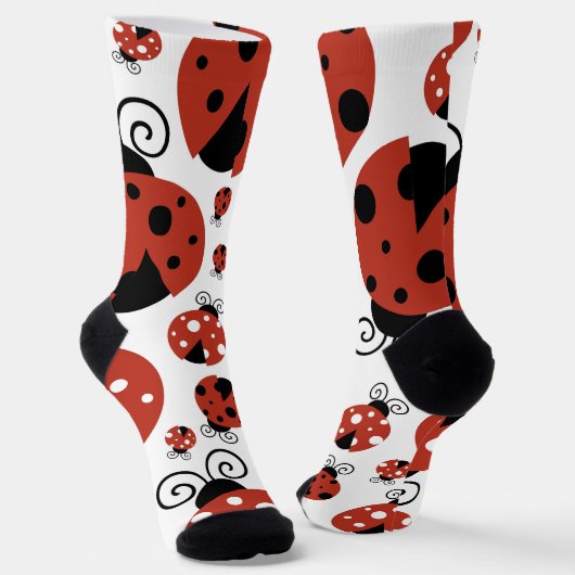 Pattern of Ladybugs, Cute Ladybugs, Red Ladybugs Socken (Gewinkelt)