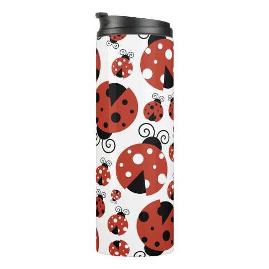 Pattern of Ladybugs, Cute Ladybugs, Red Ladybugs Thermosbecher (Nach rechts gedreht)