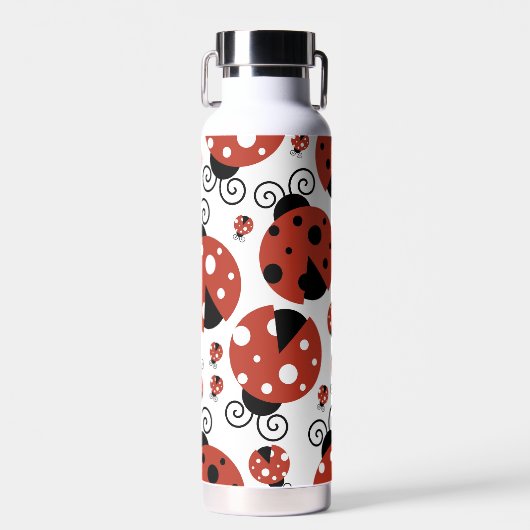 Pattern of Ladybugs, Cute Ladybugs, Red Ladybugs Trinkflasche (Vorne)