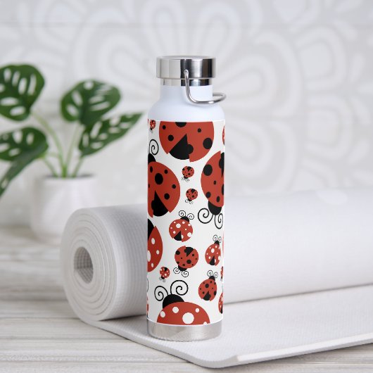 Pattern of Ladybugs, Cute Ladybugs, Red Ladybugs Trinkflasche (Yoga)