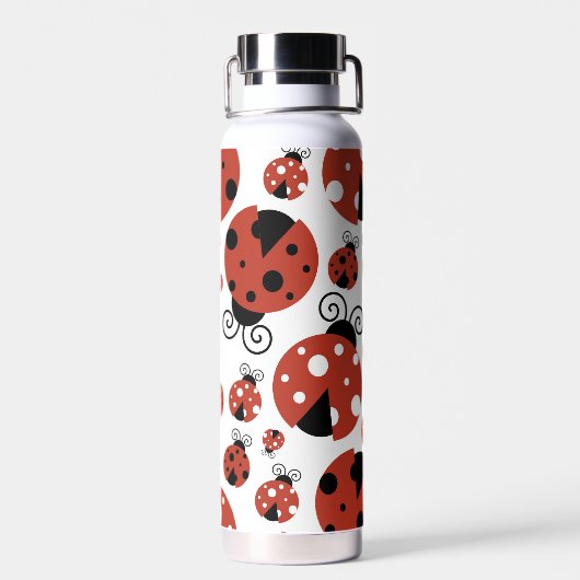 Pattern of Ladybugs, Cute Ladybugs, Red Ladybugs Trinkflasche (Rückseite)