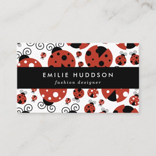 Pattern of Ladybugs, Cute Ladybugs, Red Ladybugs Visitenkarte (Vorderseite)