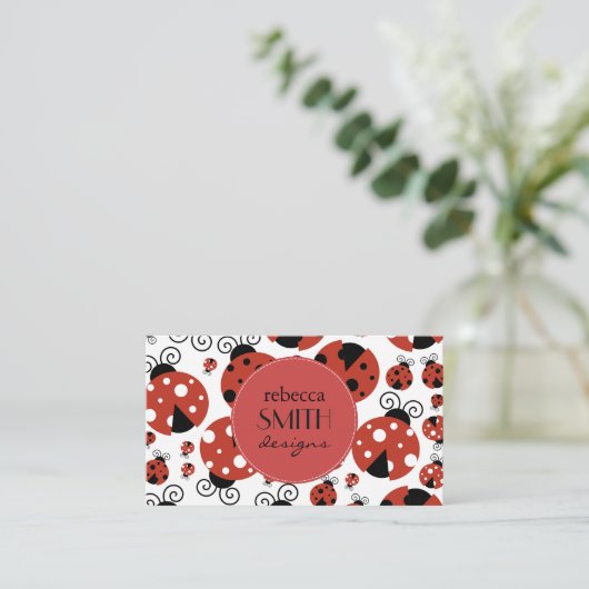 Pattern of Ladybugs, Cute Ladybugs, Red Ladybugs Visitenkarte (Stehend Vorderseite)