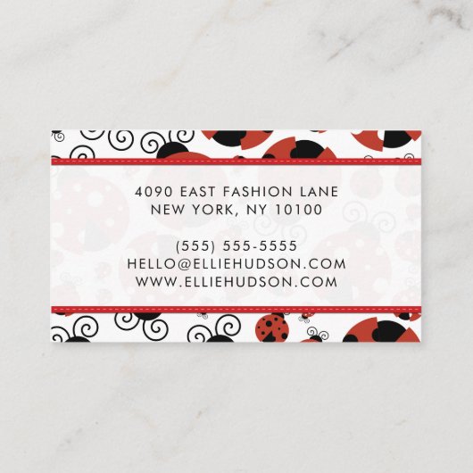 Pattern of Ladybugs, Cute Ladybugs, Red Ladybugs Visitenkarte (Rückseite)