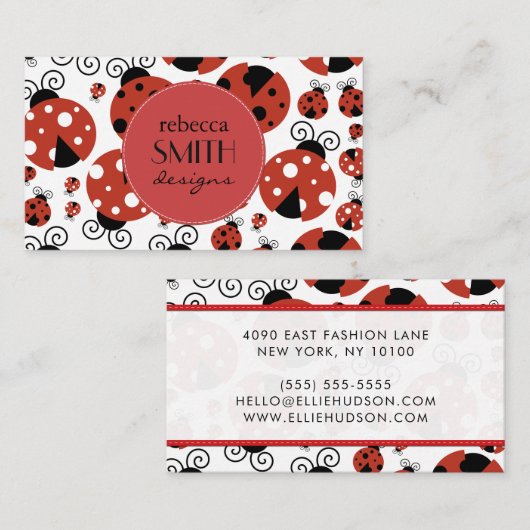 Pattern of Ladybugs, Cute Ladybugs, Red Ladybugs Visitenkarte (Vorne/Hinten)