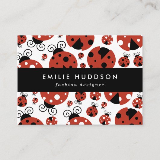 Pattern of Ladybugs, Cute Ladybugs, Red Ladybugs Visitenkarte (Vorderseite)