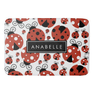 Pattern Of Ladybugs, Red Ladybugs, Your Name Badematte