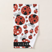 Pattern Of Ladybugs, Red Ladybugs, Your Name Badhandtuch Set (Handtuch)