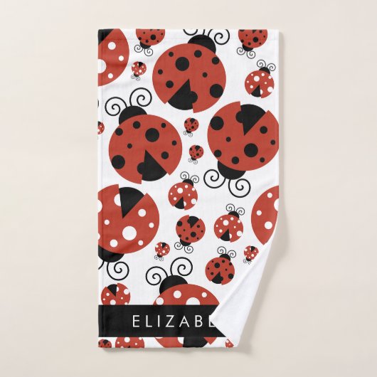 Pattern Of Ladybugs, Red Ladybugs, Your Name Badhandtuch Set (Handtuch)