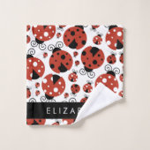 Pattern Of Ladybugs, Red Ladybugs, Your Name Badhandtuch Set (Waschlappen)