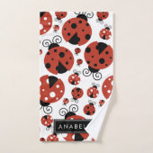 Pattern Of Ladybugs, Red Ladybugs, Your Name Badhandtuch Set (Handtuch)