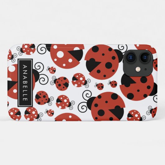 Pattern Of Ladybugs, Red Ladybugs, Your Name Case-Mate iPhone Hülle (Rückseite (Horizontal))