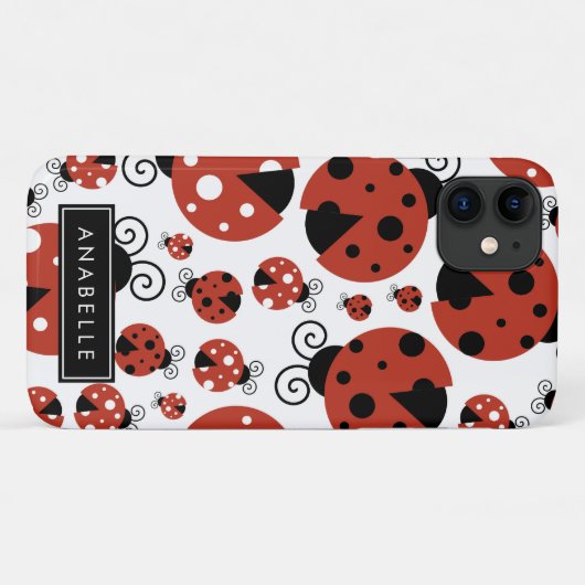 Pattern Of Ladybugs, Red Ladybugs, Your Name Case-Mate iPhone Hülle (Rückseite (Horizontal))