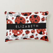 Pattern Of Ladybugs, Red Ladybugs, Your Name Dekokissen (Vorderseite)