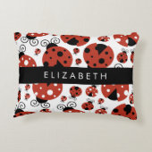 Pattern Of Ladybugs, Red Ladybugs, Your Name Dekokissen (Rückseite)