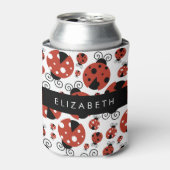 Pattern Of Ladybugs, Red Ladybugs, Your Name Dosenkühler (Kanne Vorderseite)