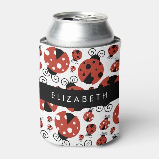 Pattern Of Ladybugs, Red Ladybugs, Your Name Dosenkühler (Kanne Vorderseite)