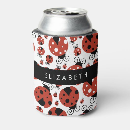 Pattern Of Ladybugs, Red Ladybugs, Your Name Dosenkühler (Kanne Rückseite)