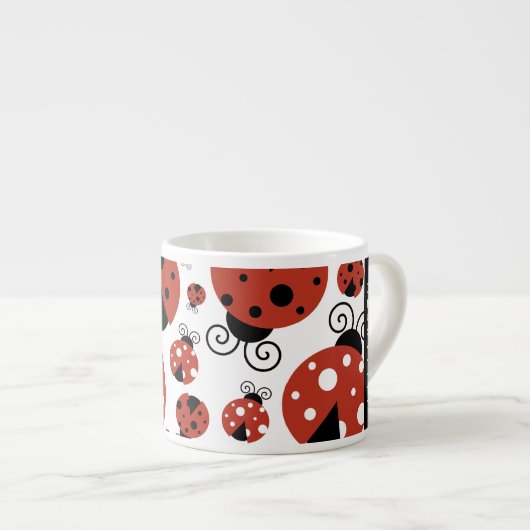 Pattern Of Ladybugs, Red Ladybugs, Your Name Espressotasse (Vorderseite Rechts)