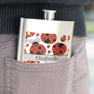 Pattern Of Ladybugs, Red Ladybugs, Your Name Flachmann