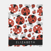 Pattern Of Ladybugs, Red Ladybugs, Your Name Fleecedecke (Vorderseite)