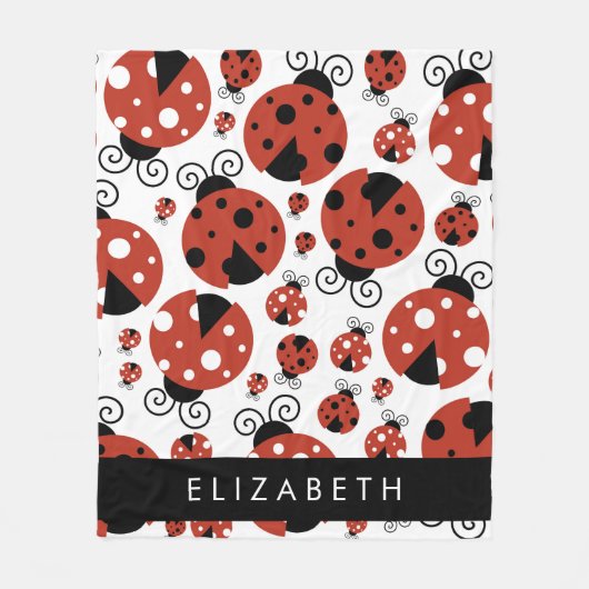 Pattern Of Ladybugs, Red Ladybugs, Your Name Fleecedecke (Vorderseite)