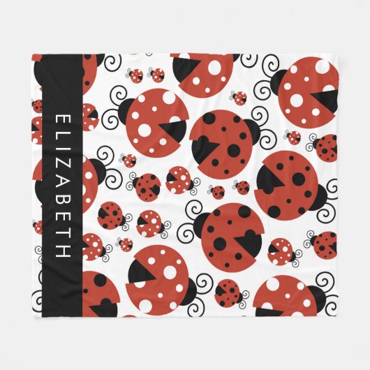Pattern Of Ladybugs, Red Ladybugs, Your Name Fleecedecke (Vorderseite (Horizontal))