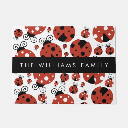 Pattern Of Ladybugs, Red Ladybugs, Your Name Fußmatte (Vorderseite)