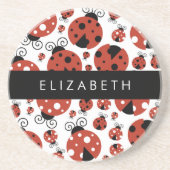 Pattern Of Ladybugs, Red Ladybugs, Your Name Getränkeuntersetzer (Vorne)