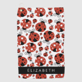 Pattern Of Ladybugs, Red Ladybugs, Your Name Golfhandtuch (Vorderseite)