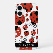 Pattern Of Ladybugs, Red Ladybugs, Your Name iPhone 16 Hülle (Rückseite)