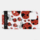 Pattern Of Ladybugs, Red Ladybugs, Your Name iPhone Hülle (Rückseite (Horizontal))